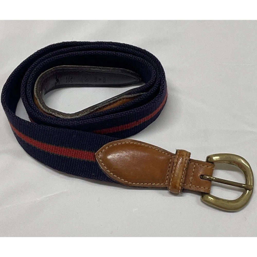 Trafalgar Canvas & Brown Leather Size 30 Vintage 1980s USA Belt Unisex